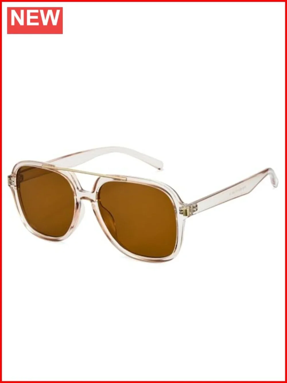 Oversized Aviator Sunglasses with Gold Metal Temples 70s Retro UV400 Protection